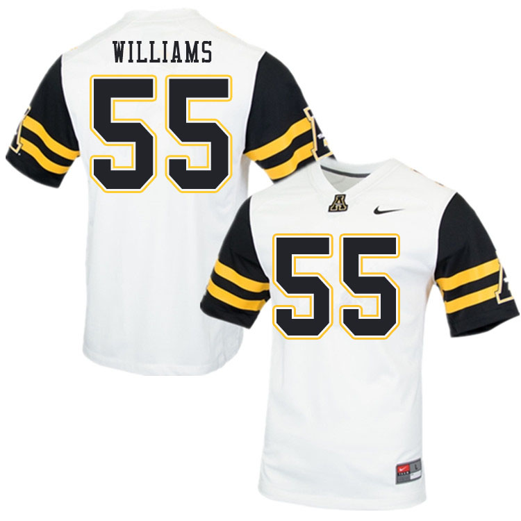 Men #55 Seth Williams Appalachian State Mountaineers College Football Jerseys Sale-White - Click Image to Close